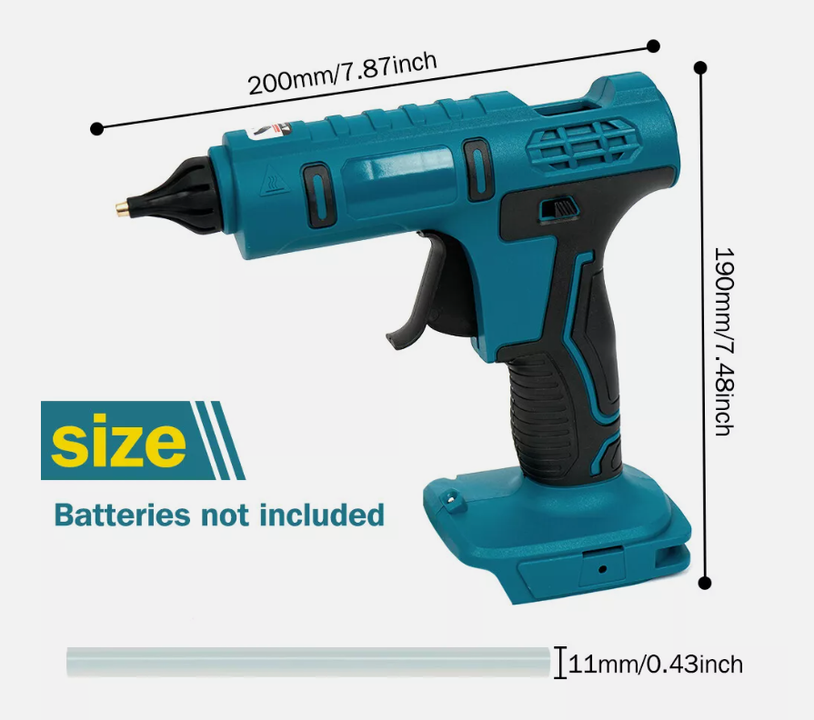 Cordless Hot Melt Glue Gun with 20 Pcs Sticks Fit Makita 18V Battery(No Battery)