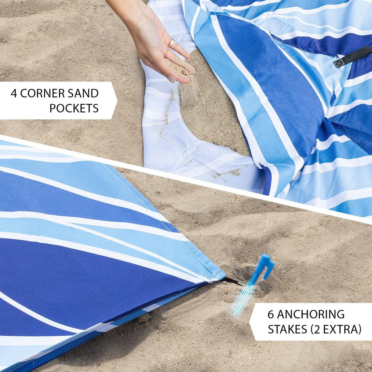Large Beach Blanket 210x200cm Waterproof Sandproof Outdoor Picnic Mat
