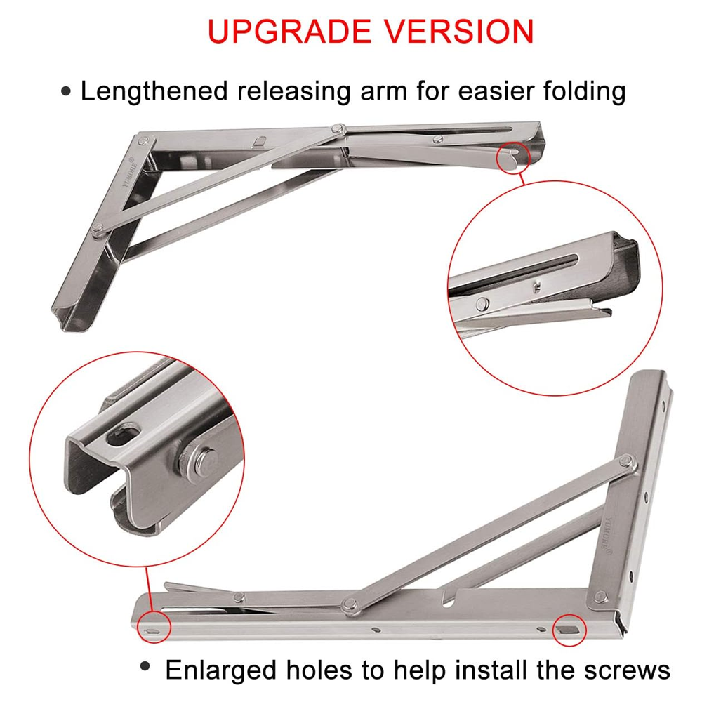 8"Stainless Steel Folding Table Bracket Shelf Bench 200kg Load Heavy Duty