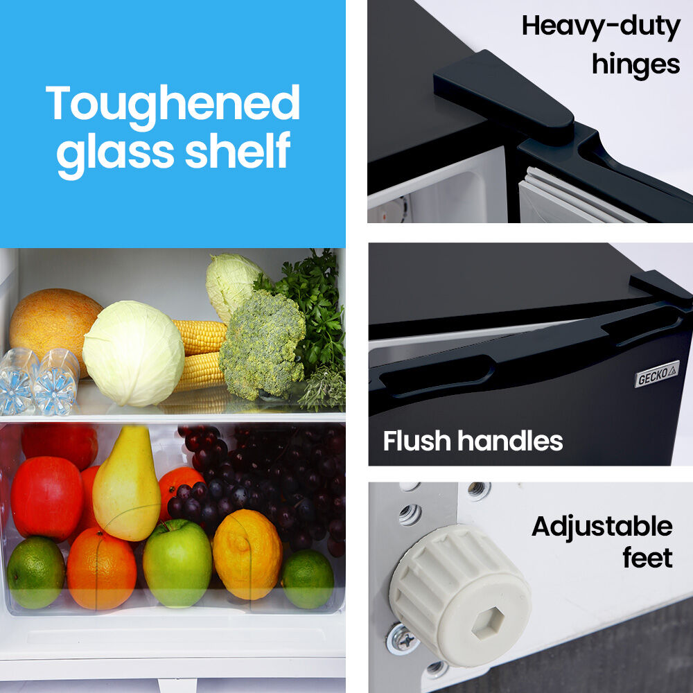 GECKO 142L Upright Portable Fridge / Freezer, 12V/24V/240V for Motorhome and Caravan, Black