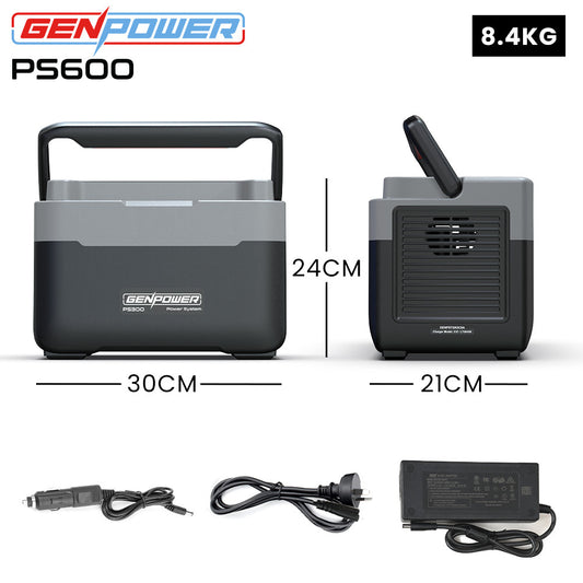 GENPOWER 600W Portable Lithium Power Station 576Wh LiFePo4, Multiple Voltage Output, 15W Wireless Charger, Ideal for Camping, Home Backup and Power Tools