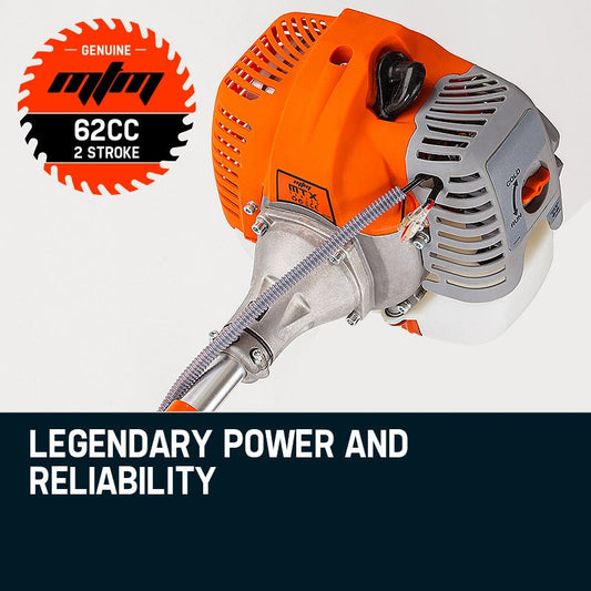 MTM 62cc 7in1 Brush Cutter Garden Multi-Tool , Pole Hedge & Line Trimmer, Bullhorn Handle, 12" Tree Trimming Pruning