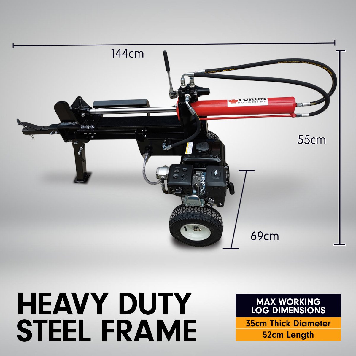 Yukon 18 Ton Petrol Log Splitter Wood Cutter Hydraulic Ram Wood Cutter Firewood Chopper Axe Wedge