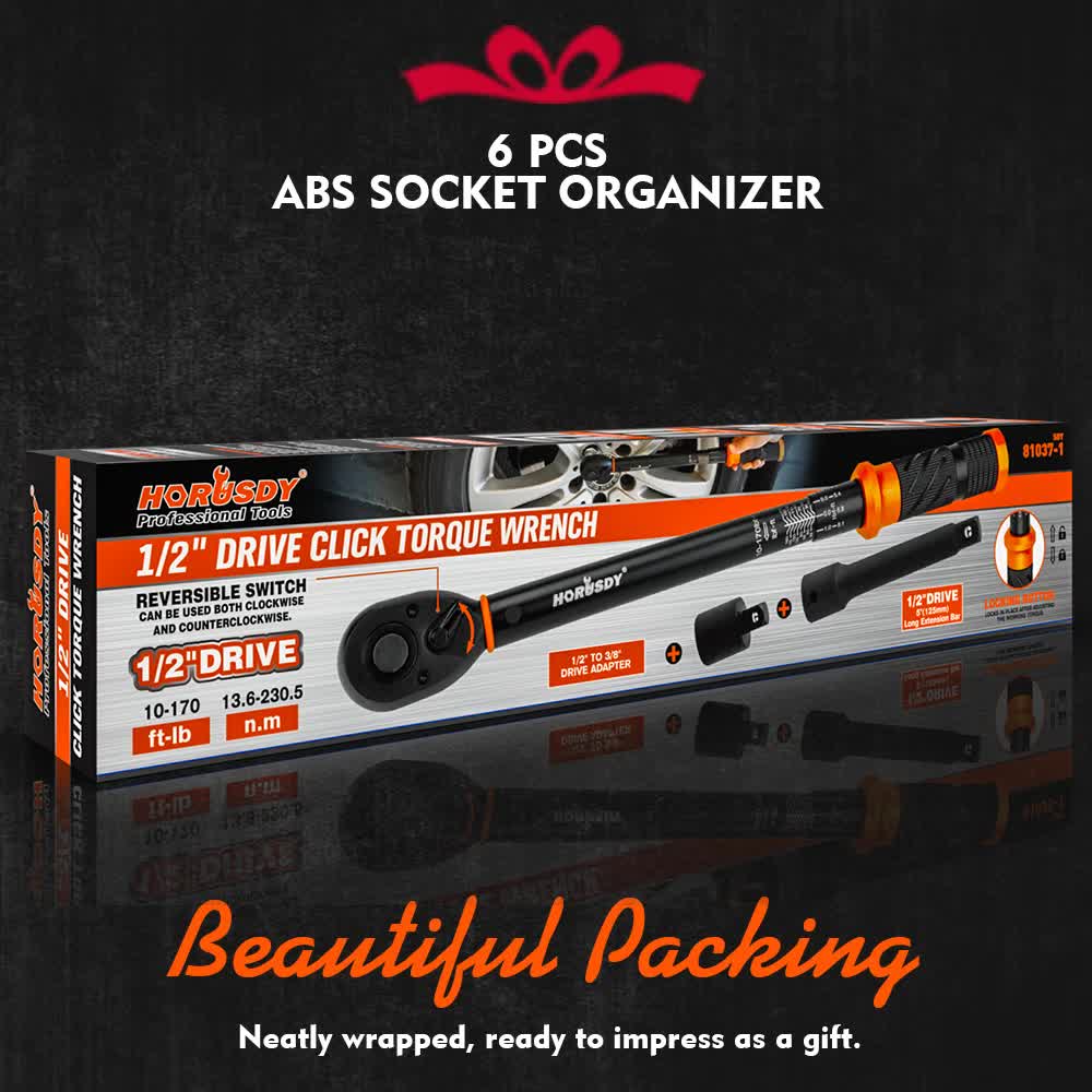 3Pc 1/2" Drive Click Torque Wrench Ratchet Socket Adaptor Extension WorkShop