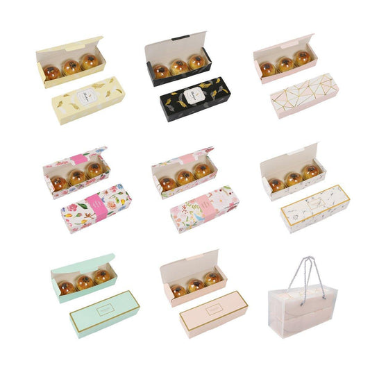25pcs Long Strip Clamshell Packaging Box 3-Compartment Dessert Storage Box - Transparent Bag