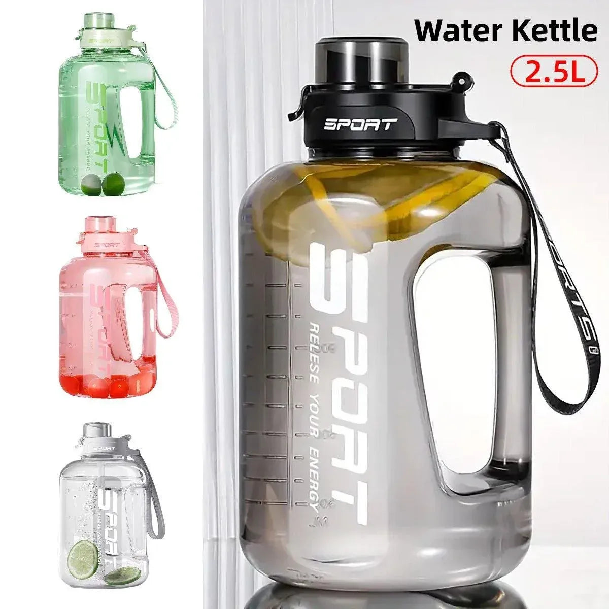 Large Capacity Water Cup Fitness Sports Water Bottle for Gym Outdoor Activities - White