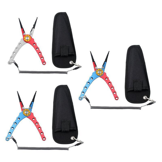 Aluminium Fishing Pliers Hook Removal Line Cutting Mono Braid Fish Grip Au Stock - Blue+Red