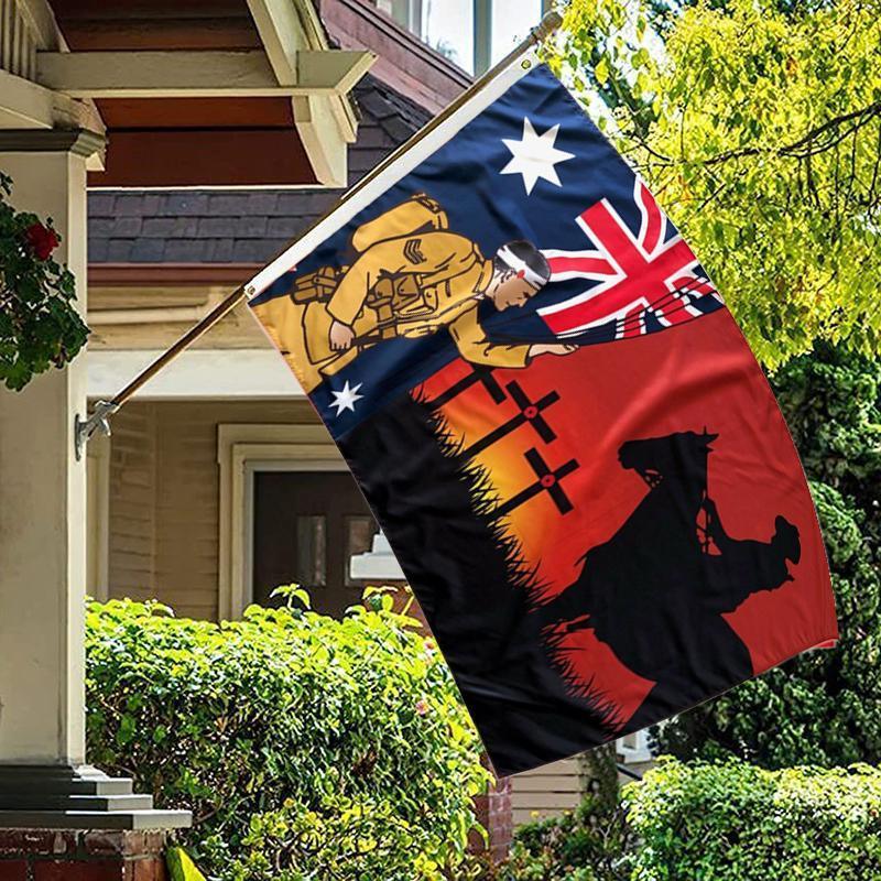 Lest We Forget Flag Australian War Horse Flag ANZAC Day Remembrance Flag