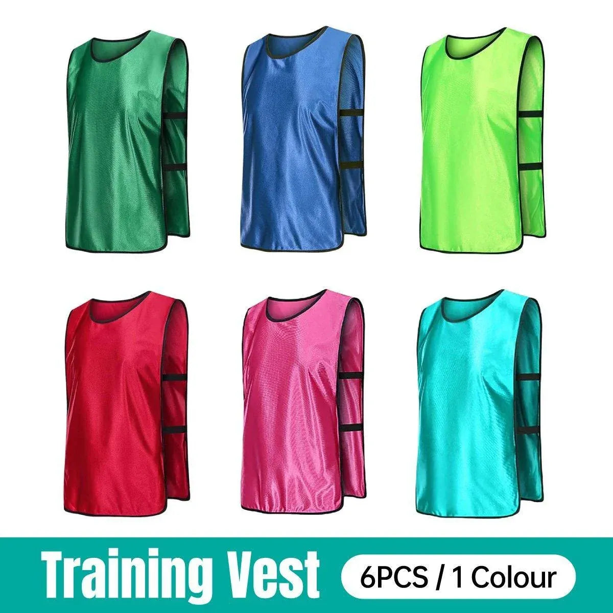 6X Sports Training Bibs Soccer Vests Group Team Bibs Basketball Cricket Football - Grass Green-L