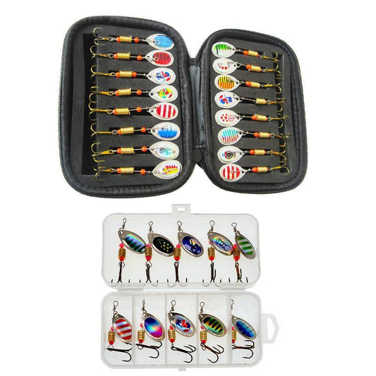 10/16PCS Fishing Lure Spinners Baits Spoon Set with Tackle Bag Trout Bass Tackle - B(10PCS)