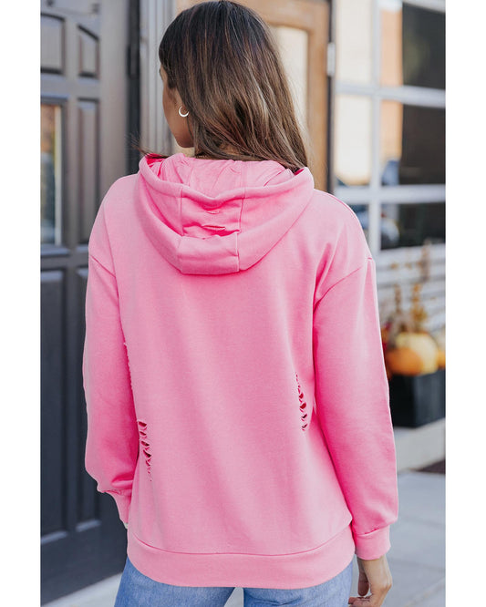 Azura Exchange Ripped Hooded Sweatshirt with Kangaroo Pocket - XL