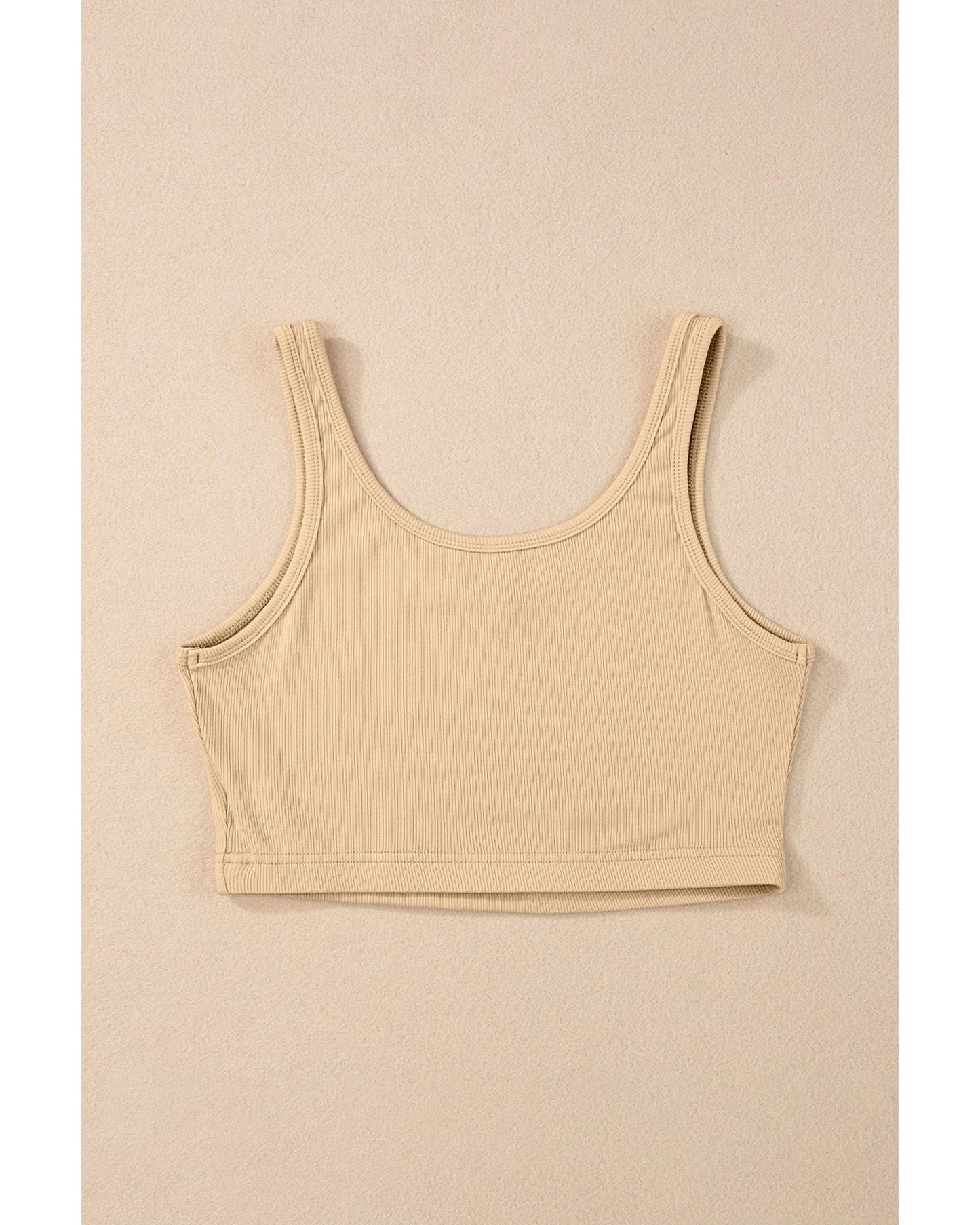 Apricot Ribbed Knit Sheath Sleeveless Crop Top - XL