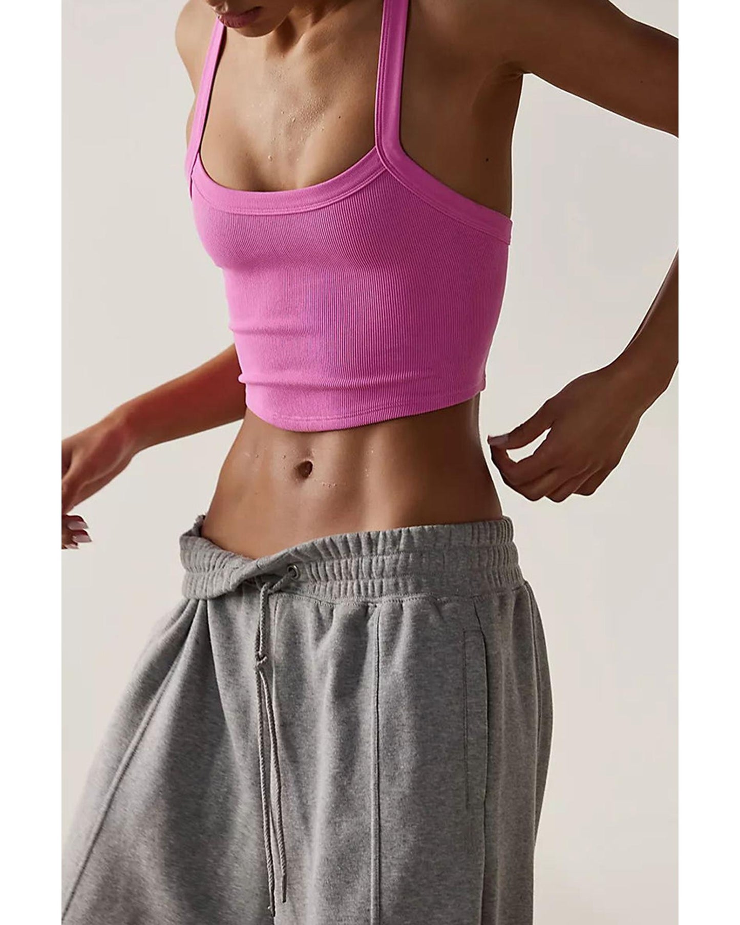 Bonbon Athletic Ribbed Cropped Cami Top - XL