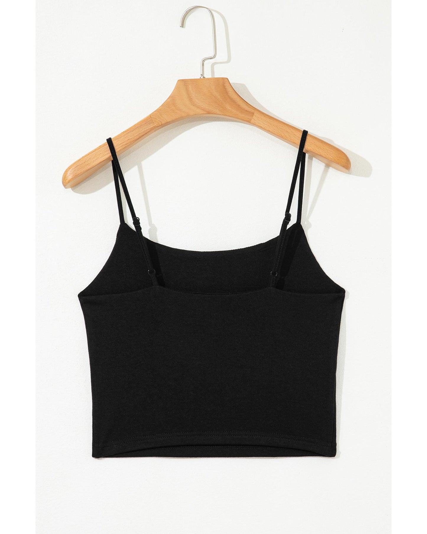 Black Spaghetti Strap Skinny Fit Cropped Tank Top - L