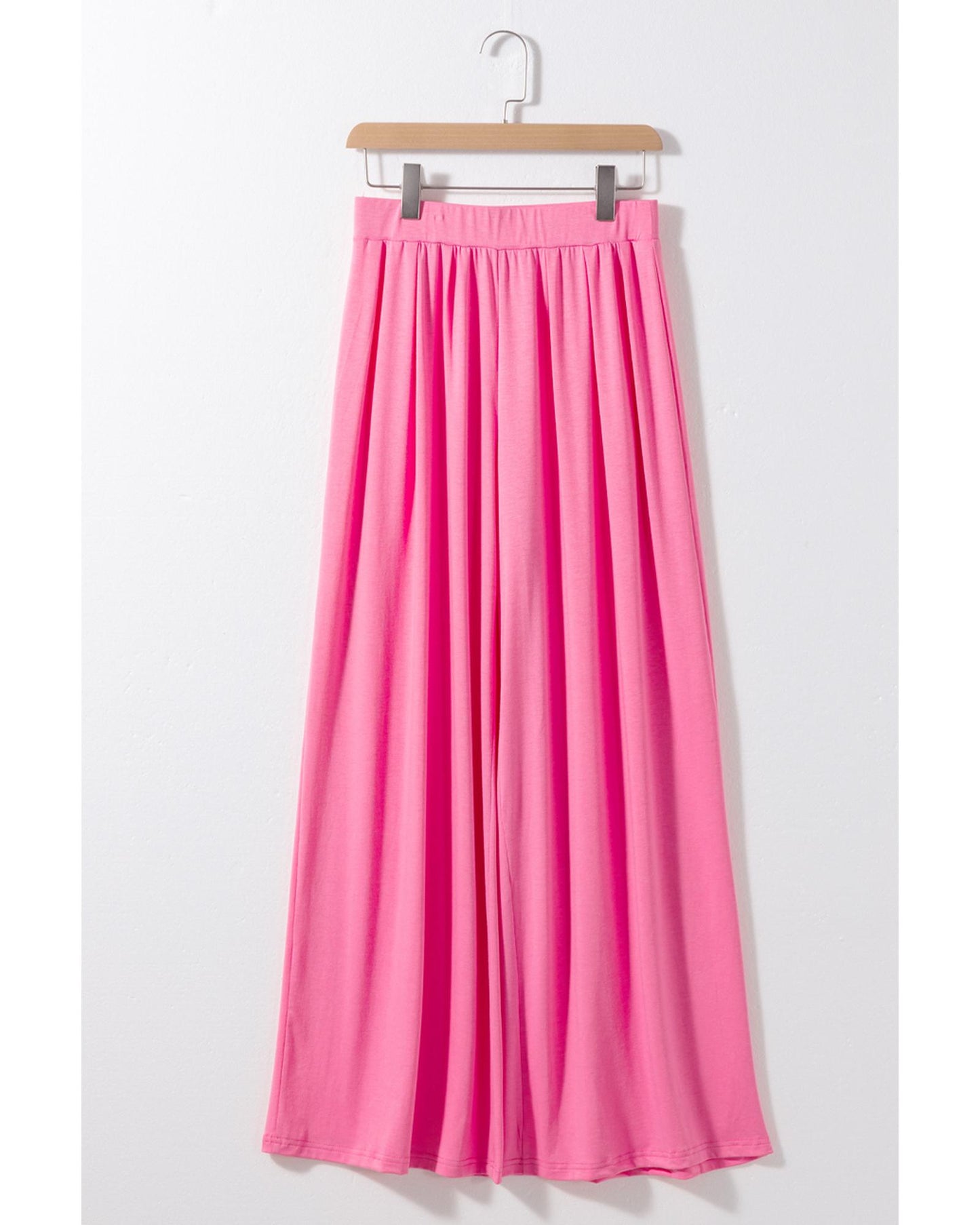 Strawberry Pink Slim Fit Crop Top and Pleated Wide Leg Pants Set - XL