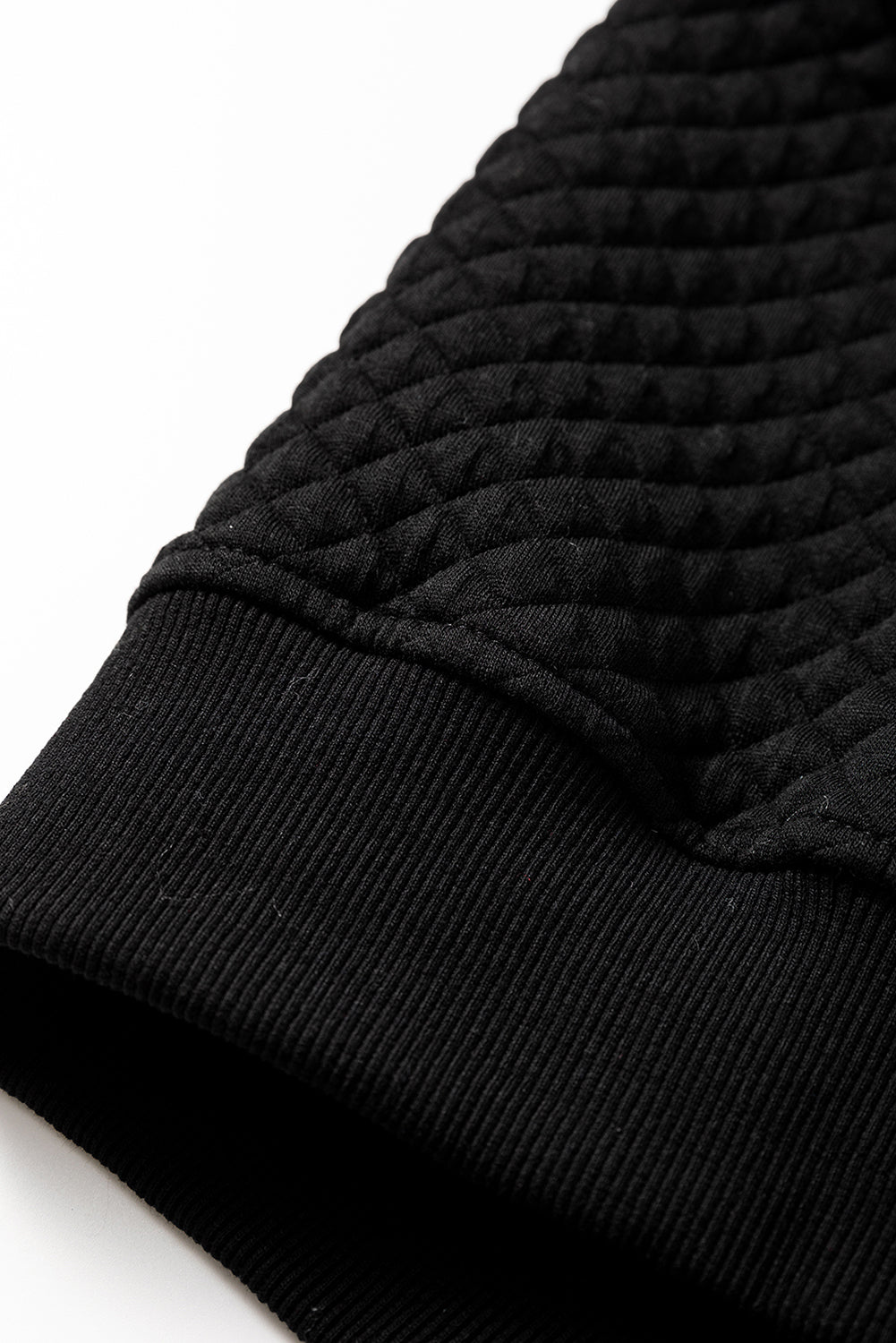 Black Quilted Side Pockets Zipper Hooded Jacket - M