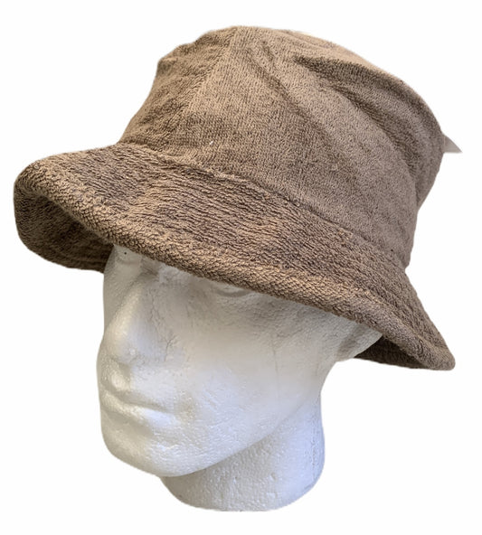 Stingy Brim Terry Towelling Bucket Hat Daggy Fishing Camping Lad Cap 100% COTTON - Khaki - S/M