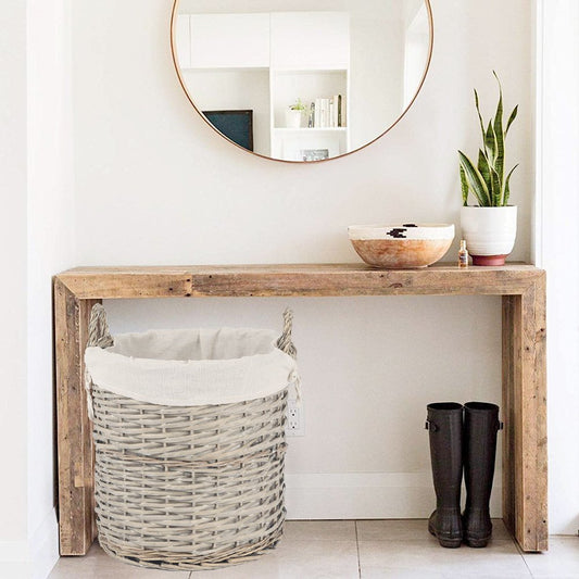 4 Piece Wicker Storage Baskets With Liner Set