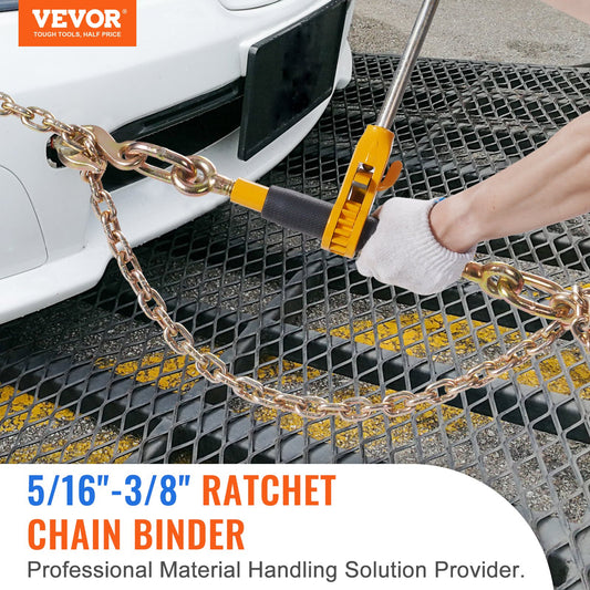 VEVOR Ratchet Chain Binder 5/16"-3/8" Load Binders 7100 lbs w/ G80 Chains 4 Pcs
