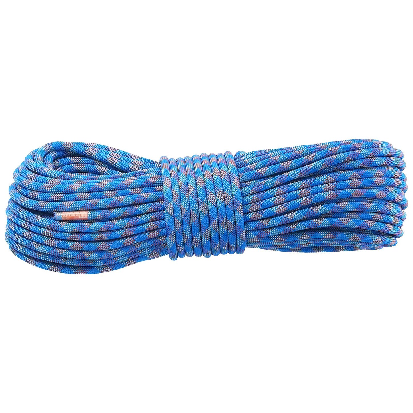 10.2mm Dynamic Climbing Rope, 70M(230ft) Outdoor Rock Climbing Rope 25KN Breaking Tension, Stretchable Fiber Rope with Steel Snap Hooks for Escape, Rappelling, Fire Rescue, Blue