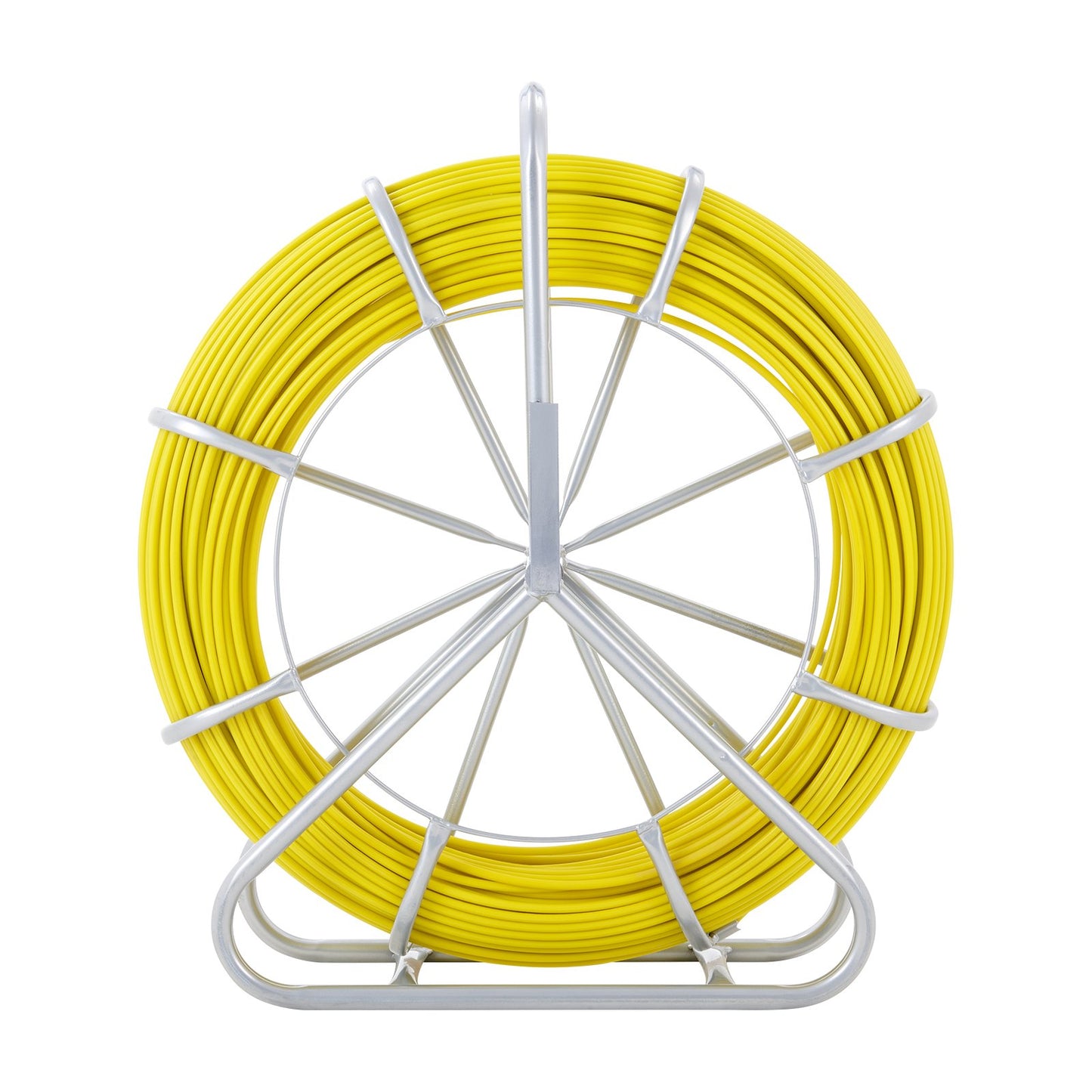 VEVOR Tape Fiberglass, 129.5 m, 6.35 mm, Duct Rodder Wire Puller, Cable Running Rod with Steel Reel Stand, 3 Pulling Heads, reach Tools for Walls and Electrical Conduit, Non-Conductive
