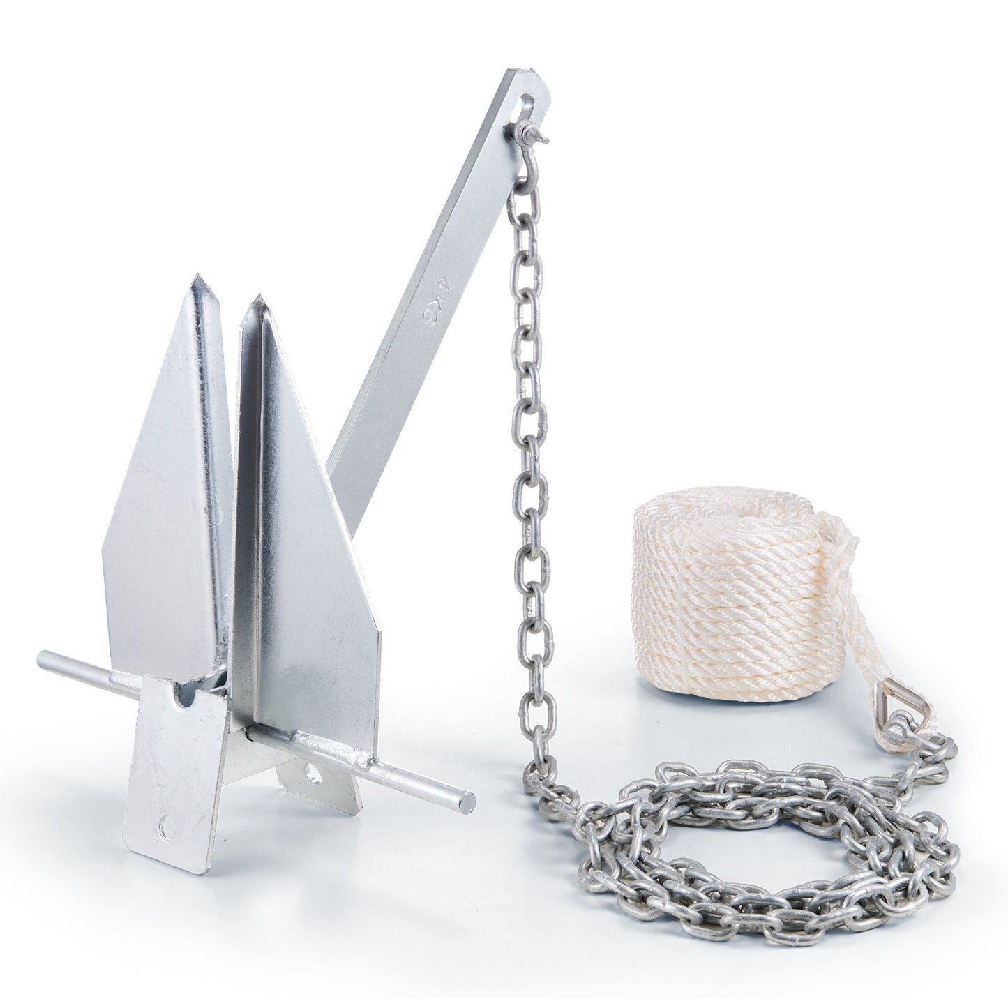 VEVOR Fluke Anchor 8.5 LBS Galvanized Steel Boat Anchor Chain Rop Two Shackles