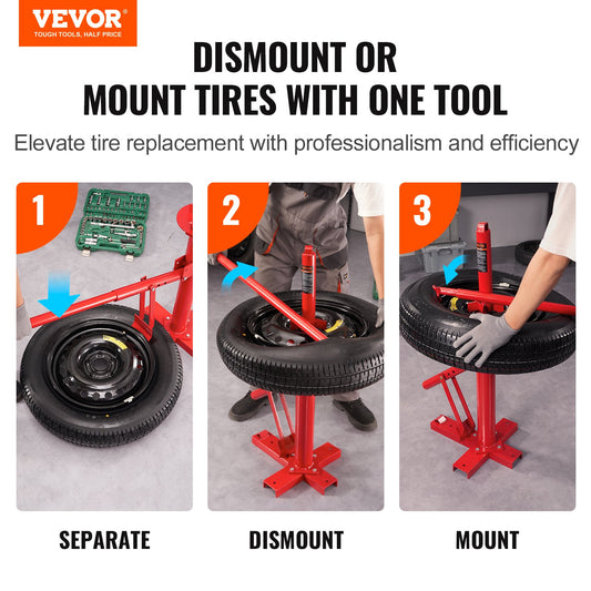 VEVOR Manual Tire Changer, Portable Hand Bead Breaker Mounting Tool for 203 - 406 mm Tires, Compatible with Car Truck Trailer, Tire Mounting Machine for Home Garage Small Auto Shop
