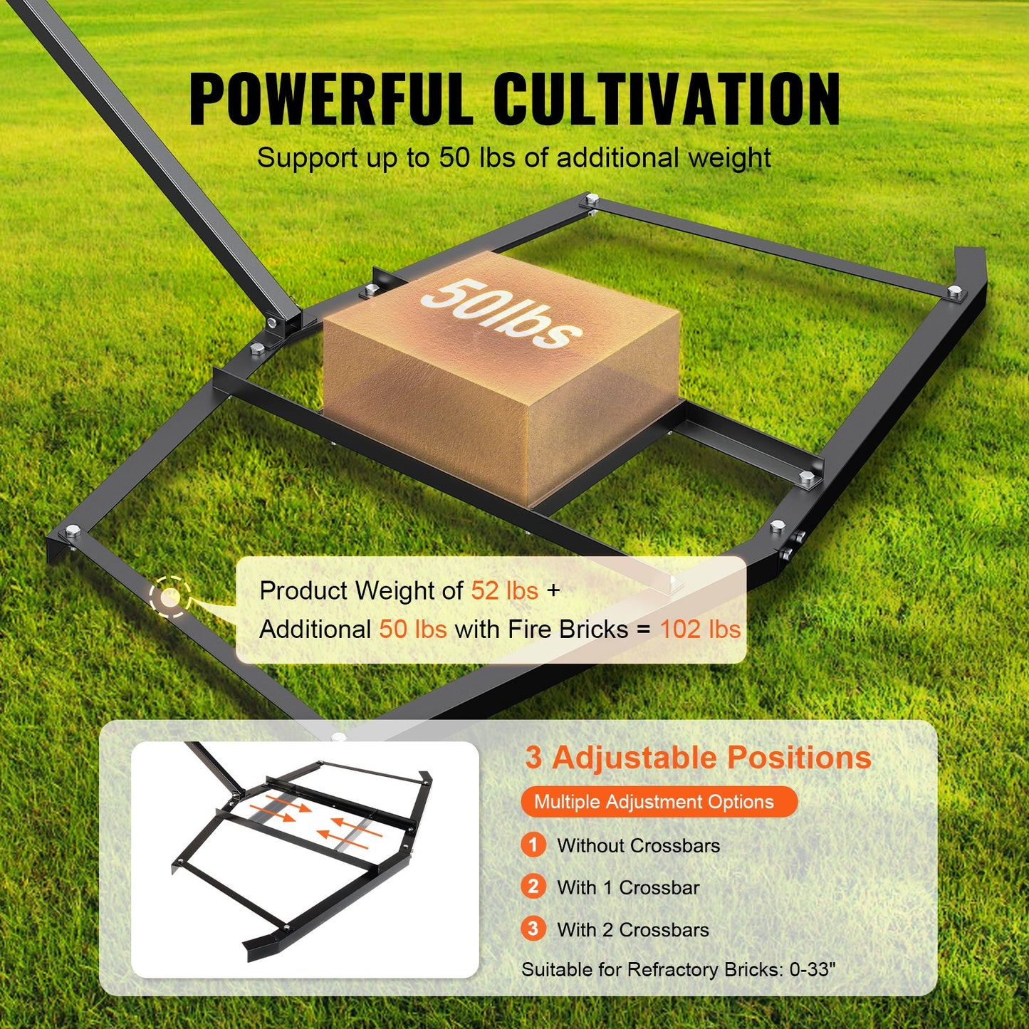 VEVOR Driveway Drag, 76.57" Width Tow Behind Drag Harrow, Q235 Steel Driveway Grader with Adjustable Bars, Support up to 50 lbs, Driveway Tractor Harrow for ATVs, UTVs, Garden Lawn Tractors