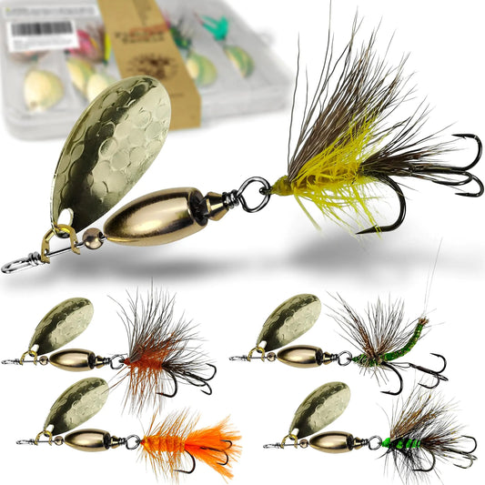 VMSIXVM Trout Lures Rooster Bait Tail Fishing Lures Brass Fishing Spinner baits for Bass Trout Pike Trout Spinnerbaits Trout Fishing Gear for Freshwater Saltwater Fishing Gifts for Men