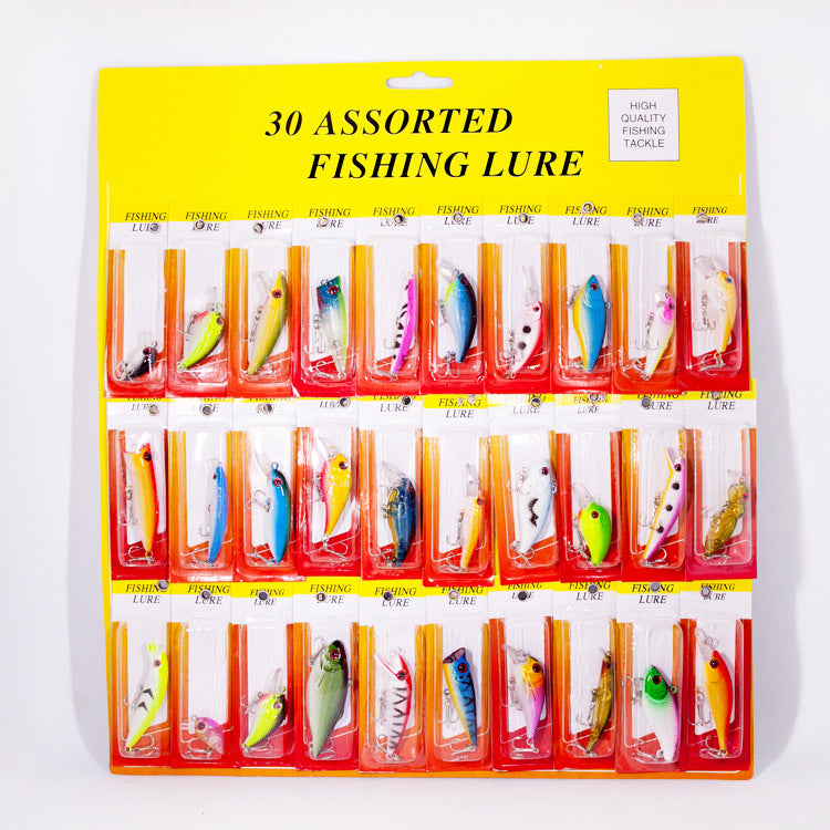 30 Pack assorted lures Plastic Fake Bait Fishing Gear Set