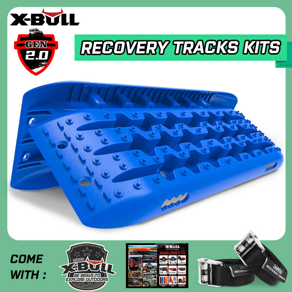 X-BULL KIT1 Recovery track Board Traction Sand trucks strap mounting 4x4 Sand Snow Car BLUE 4WD
