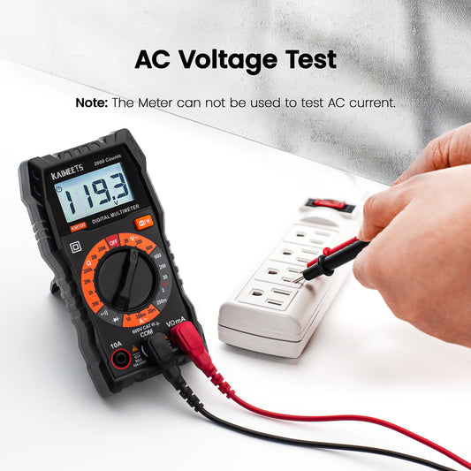 KAIWEETS Digital Multimeter with Case, DC AC Voltmeter, Ohm Volt Amp Test Meter and Continuity Test Diode Voltage Tester for Household Outlet, Automotive Battery Test (Anti-Burn with Double Fuses) -tools