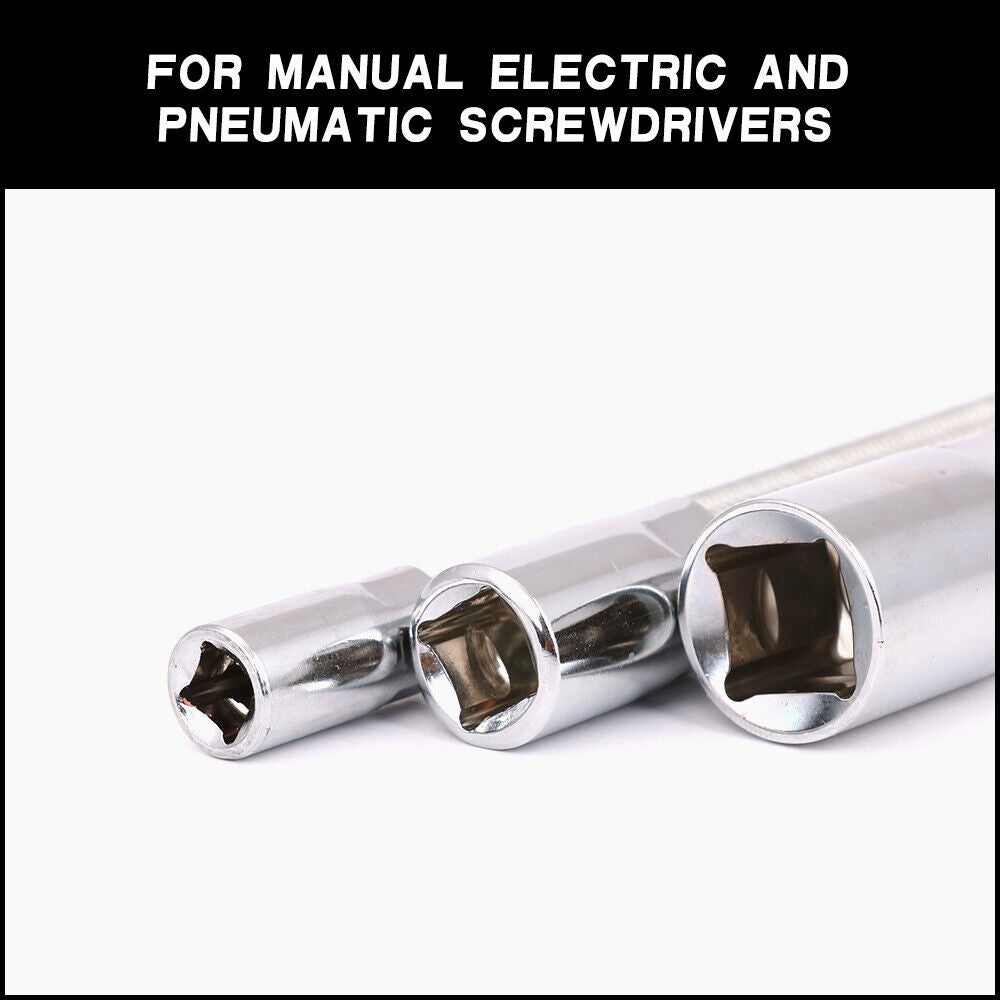 3PC Flexible Socket Extension Bars Shaft Set 1/2" 1/4" 3/8" Drive 10" 8" 6" Long. -tools