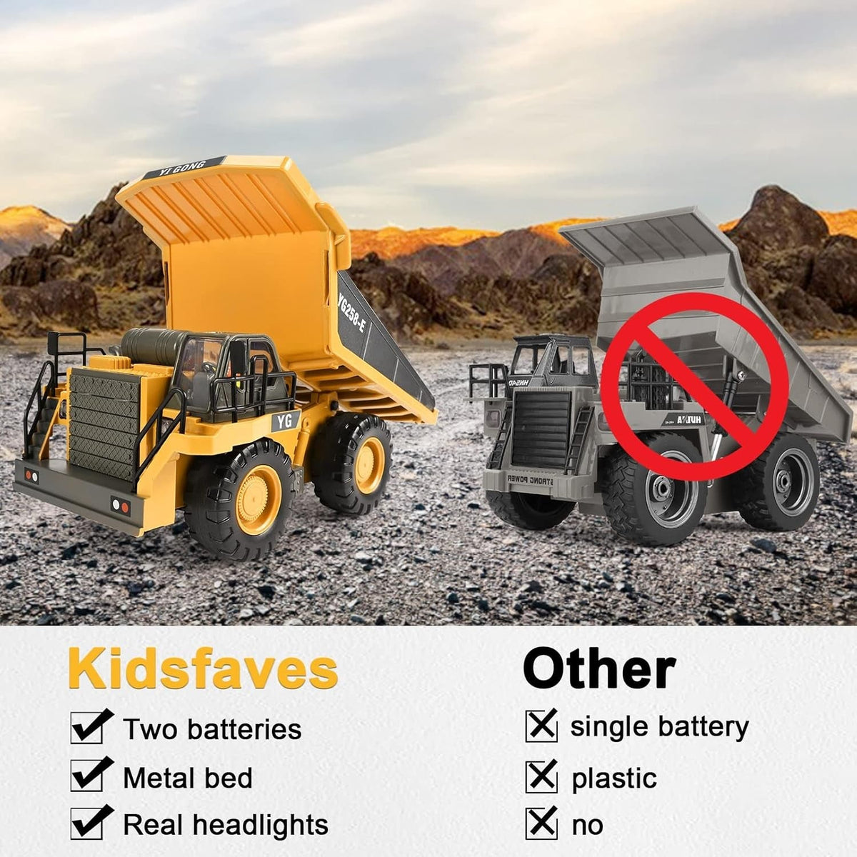 Remote Control Dump Truck Toys 9 Channel 2 Batteries RC Construction
