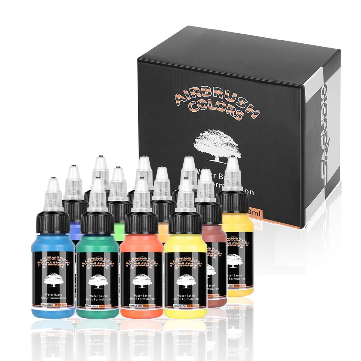 12 Colors Airbrush Paint Set Water Based 30Ml Acrylic Paint Modle Spary Paint