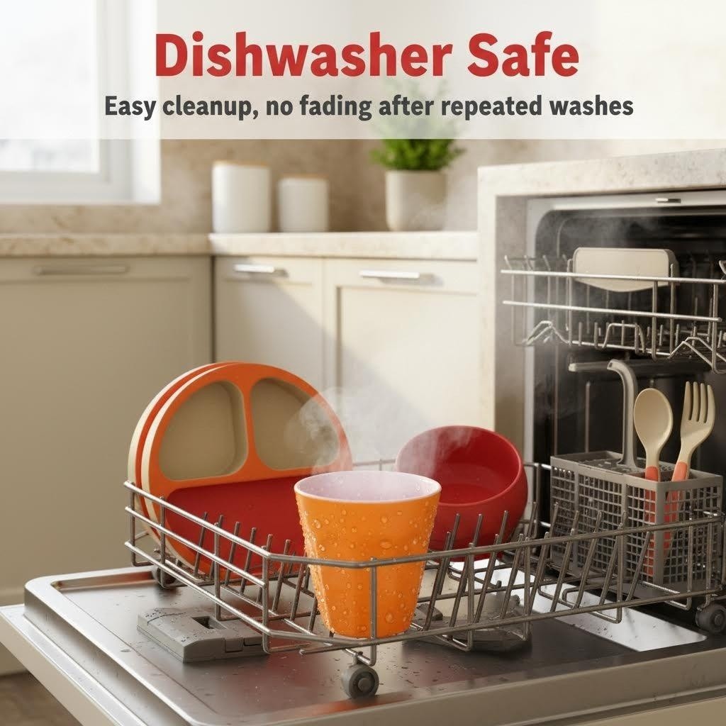 300ML Melamine Cups, Set of 6 in Orange Shatter-Proof Dishwasher Safe