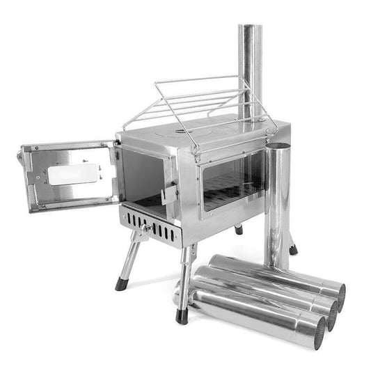 Camp Wood Stove with Large Firebox Heat View Folding Camping Stove for Cooking