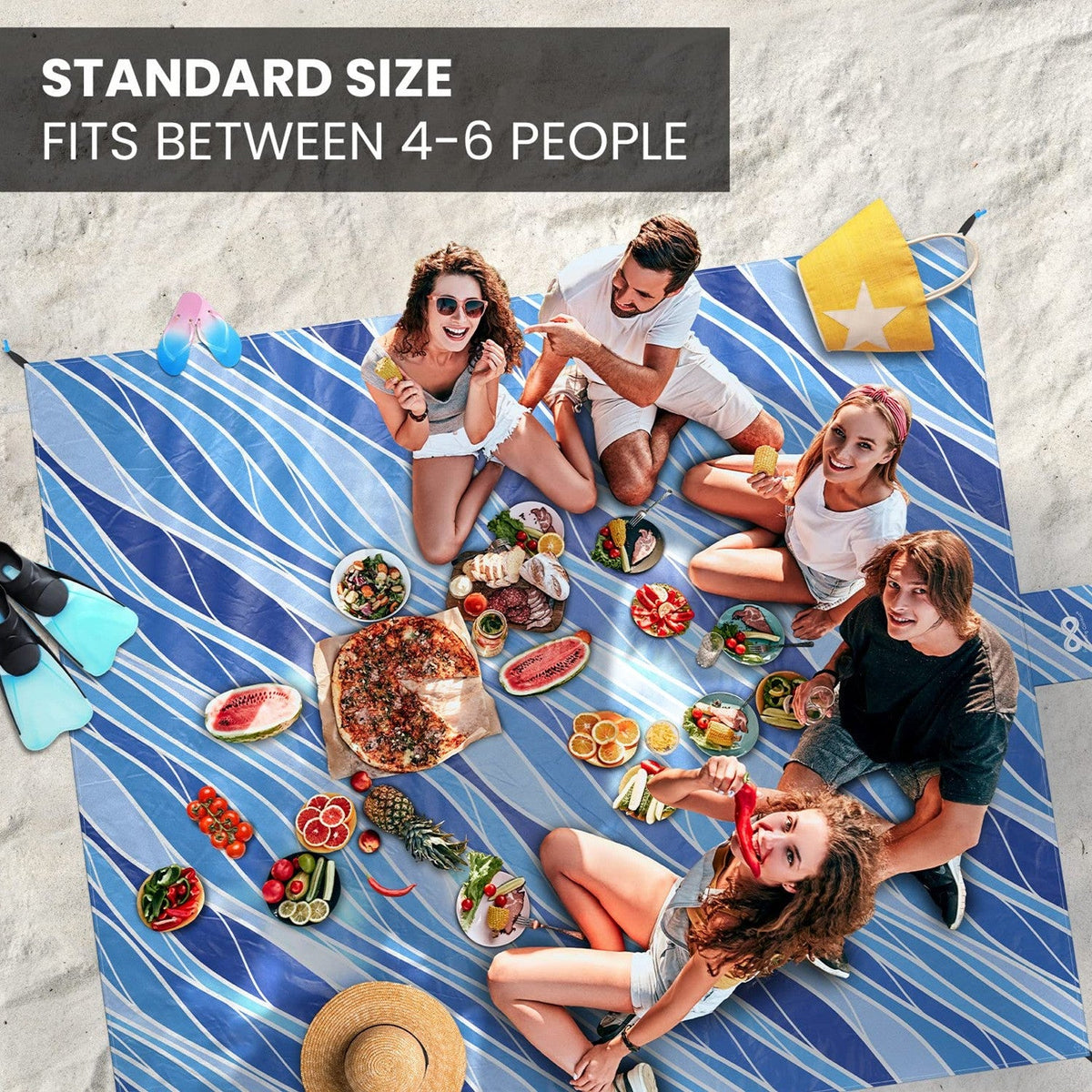 Large Beach Blanket 210x200cm Waterproof Sandproof Outdoor Picnic Mat