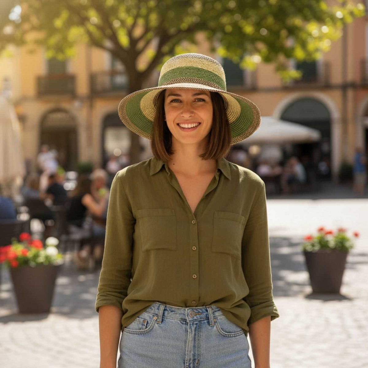 Jacaru 1752 Striped Wide Brim Hat