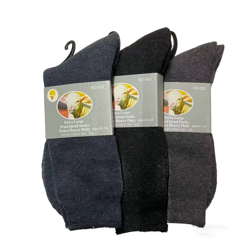Mens Merino Wool Blend Thermal Socks 7-14 Business Black Grey Navy