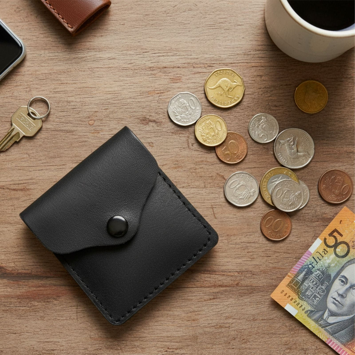 Jacaru 5538 Coin Purse Square, Kangaroo Leather