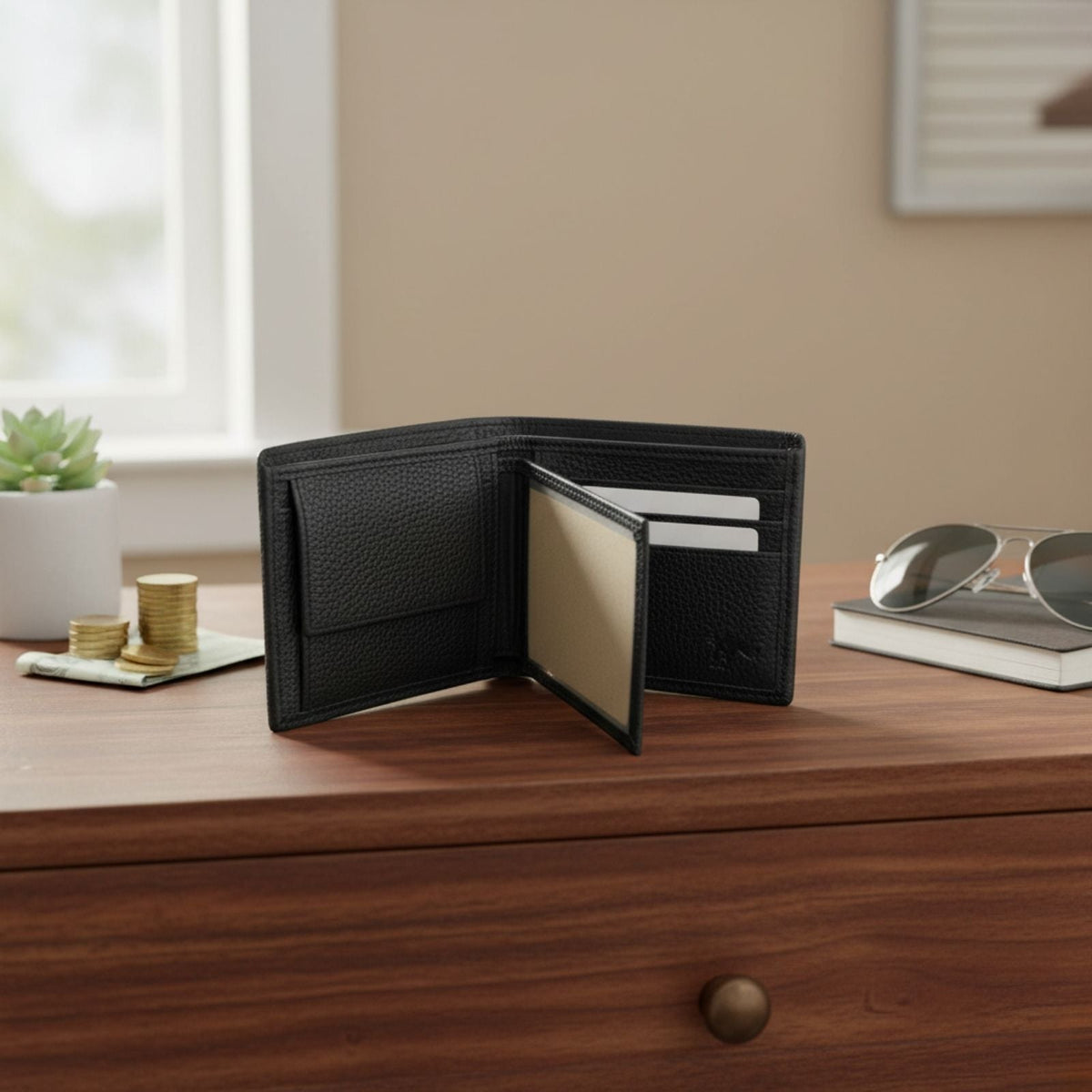 Jacaru 5786 Kangaroo Leather Flap Wallet Men's