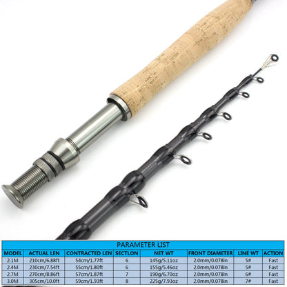 Carbon Light Neutral Wood Handle Fly Fishing Rod