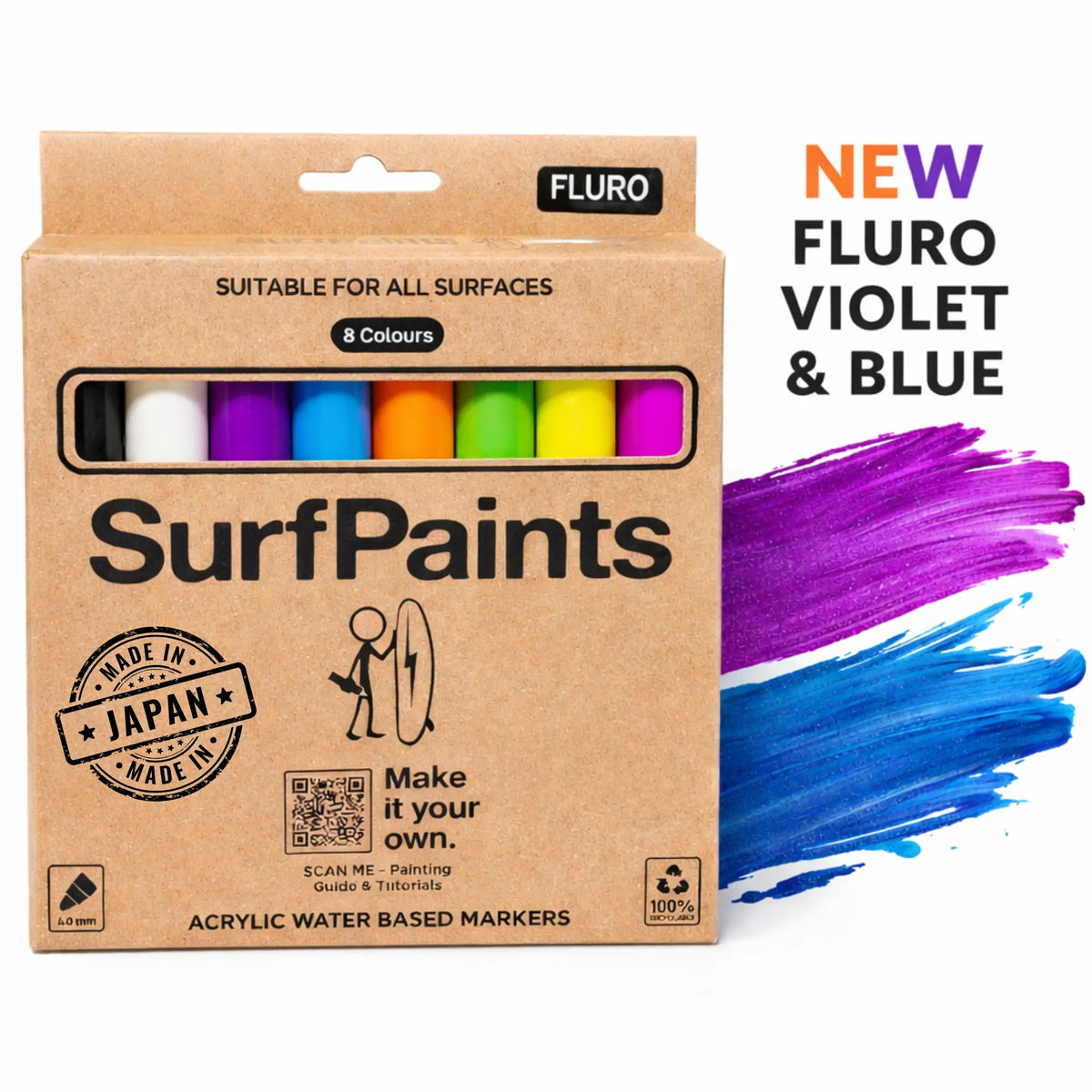 Fluro Acrylic Paint Pens - 4mm Durable Bullet Nibs for All Surfaces – Premium Japanese Quality