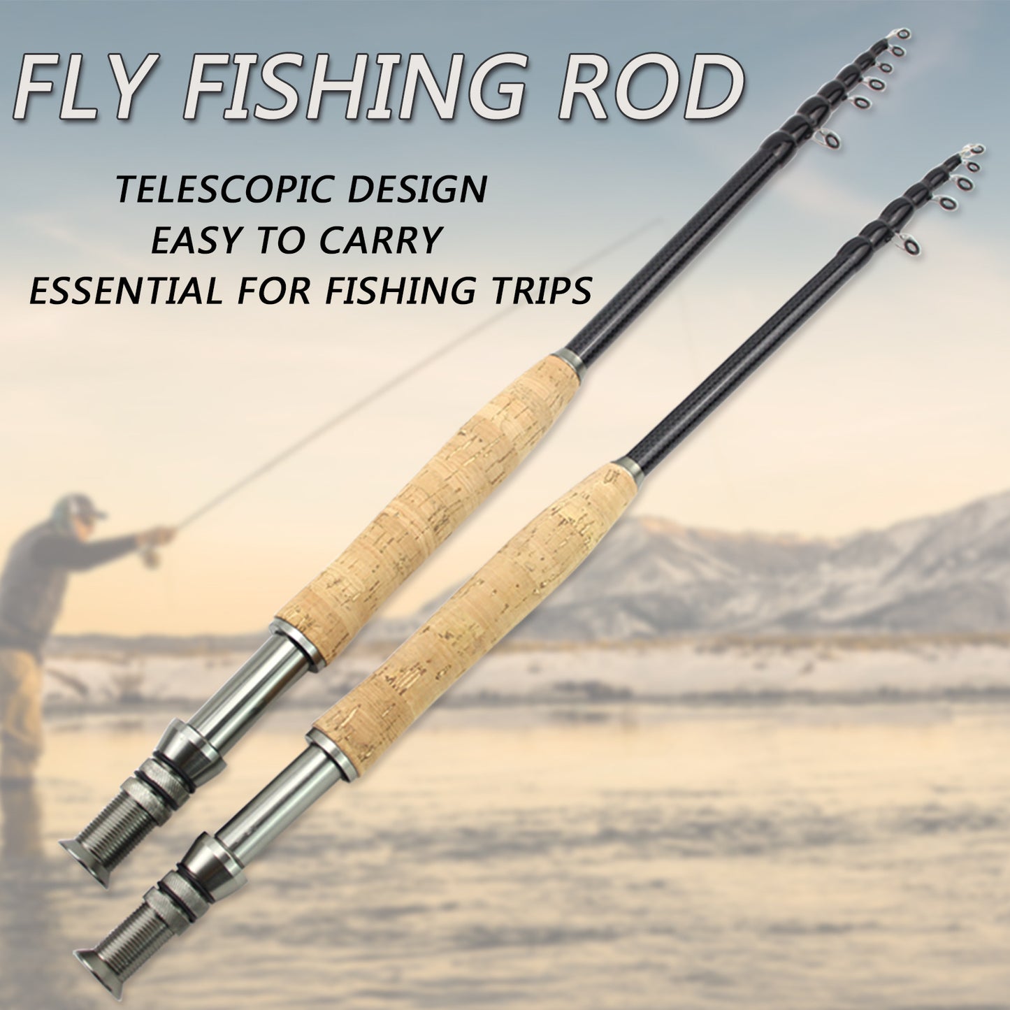 Carbon Light Neutral Wood Handle Fly Fishing Rod