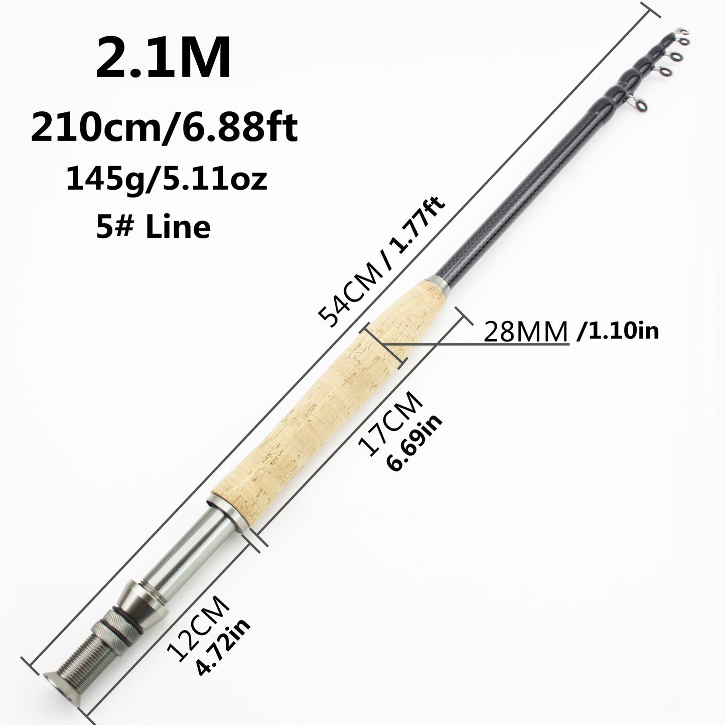 Carbon Light Neutral Wood Handle Fly Fishing Rod