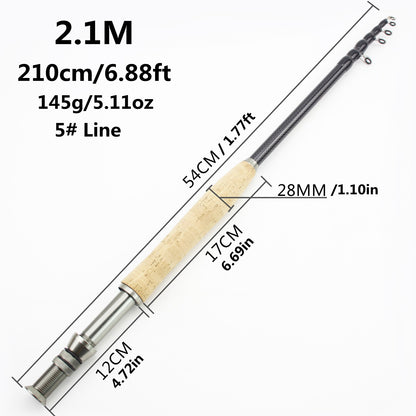 Carbon Light Neutral Wood Handle Fly Fishing Rod