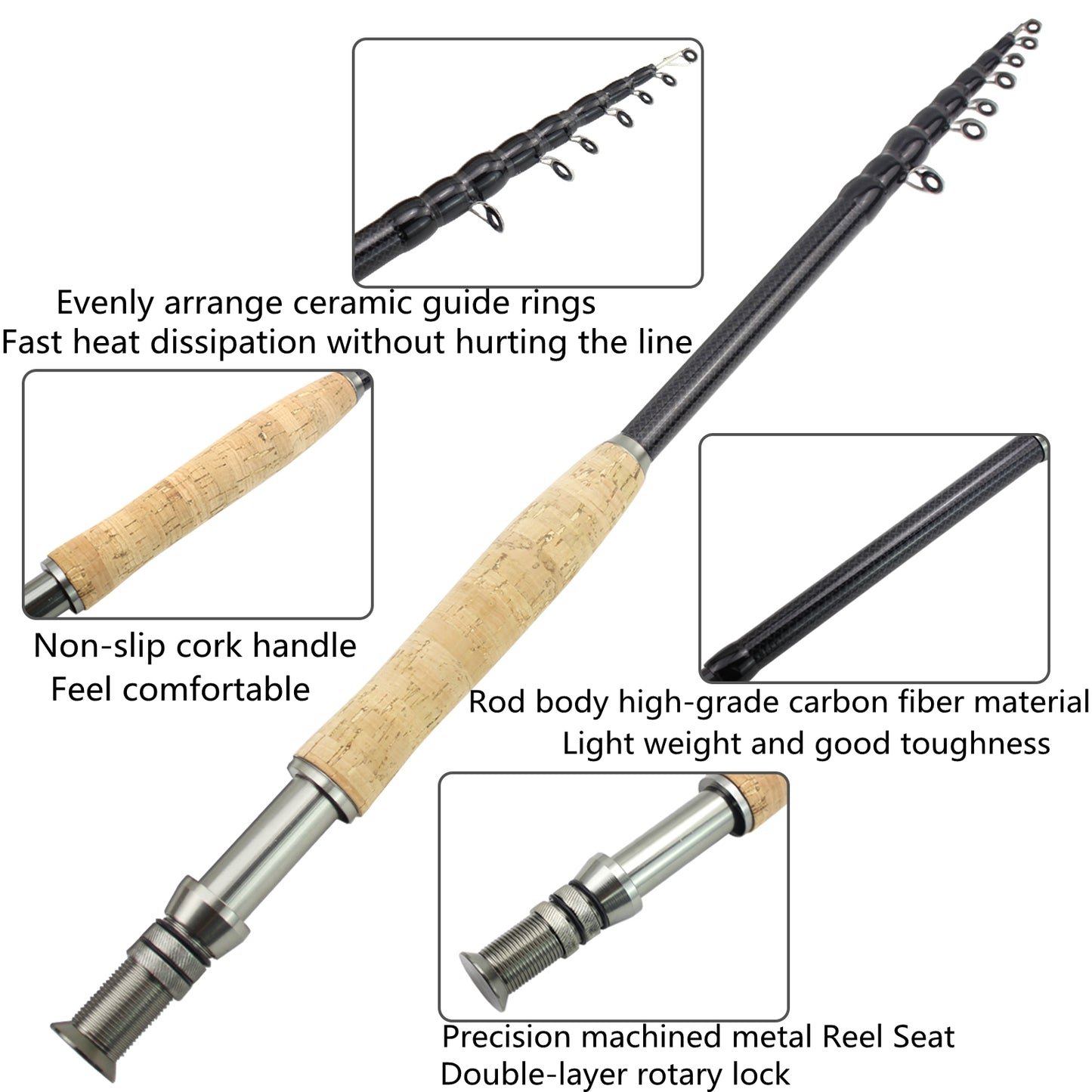 Carbon Light Neutral Wood Handle Fly Fishing Rod