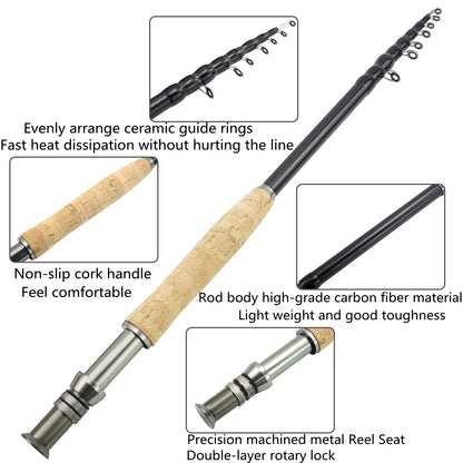 Carbon Light Neutral Wood Handle Fly Fishing Rod