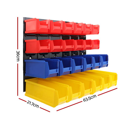 Giantz 48 Storage Bin Rack Wall Mounted Peg Board -tools